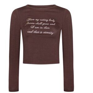 Favorite Child Eternal Flowers Set Brown Embroidered Yoga Pants & Long Sleeve M